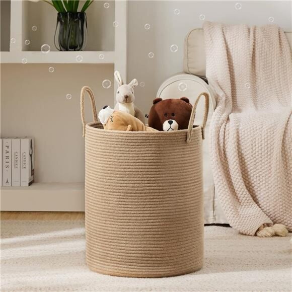 Jute Rope Laundry Hamper Basket, 58L Tall Laundry Basket, Baby Nursery Hamper - Picture 6 of 8